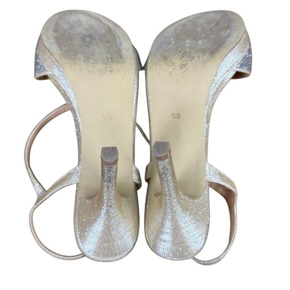 Badgley Mischka American Glamour Womens Rhinestone Gold Ankle Strap Heels sz 6.5 - Picture 15 of 16